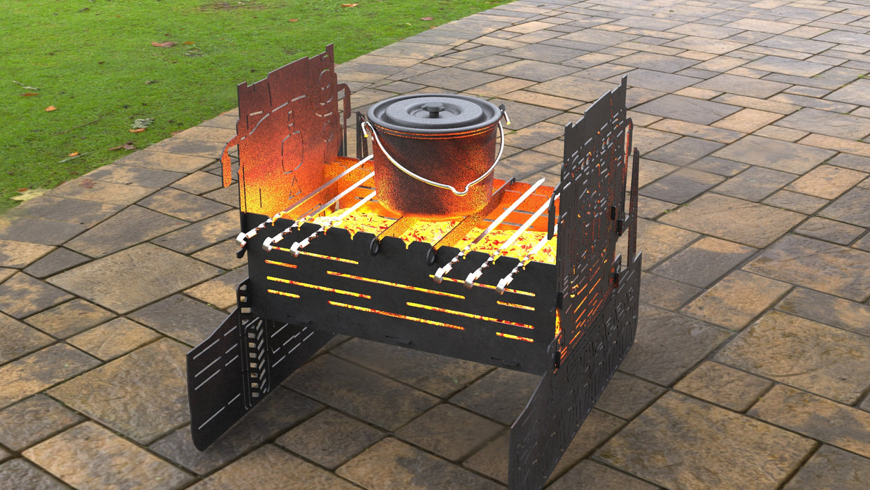 Picture - 4. Combine Harvester Fire Pit Grill. Files DXF, SVG for CNC, Plasma, Laser, Waterjet. Brazier. FirePit. Barbecue.