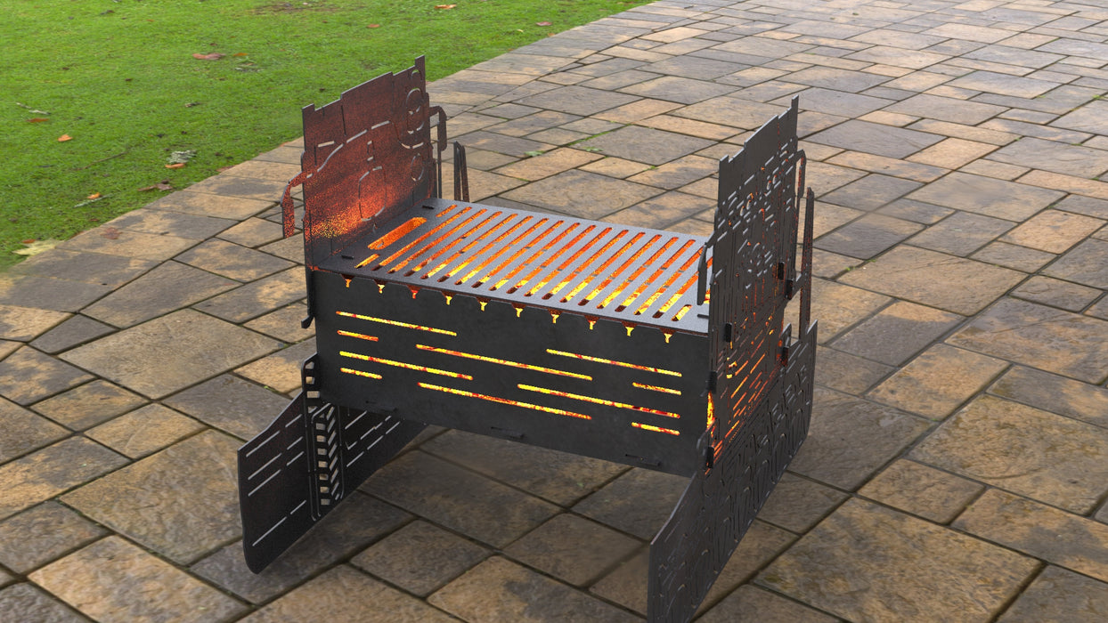 Picture - 5. Combine Harvester Fire Pit Grill. Files DXF, SVG for CNC, Plasma, Laser, Waterjet. Brazier. FirePit. Barbecue.