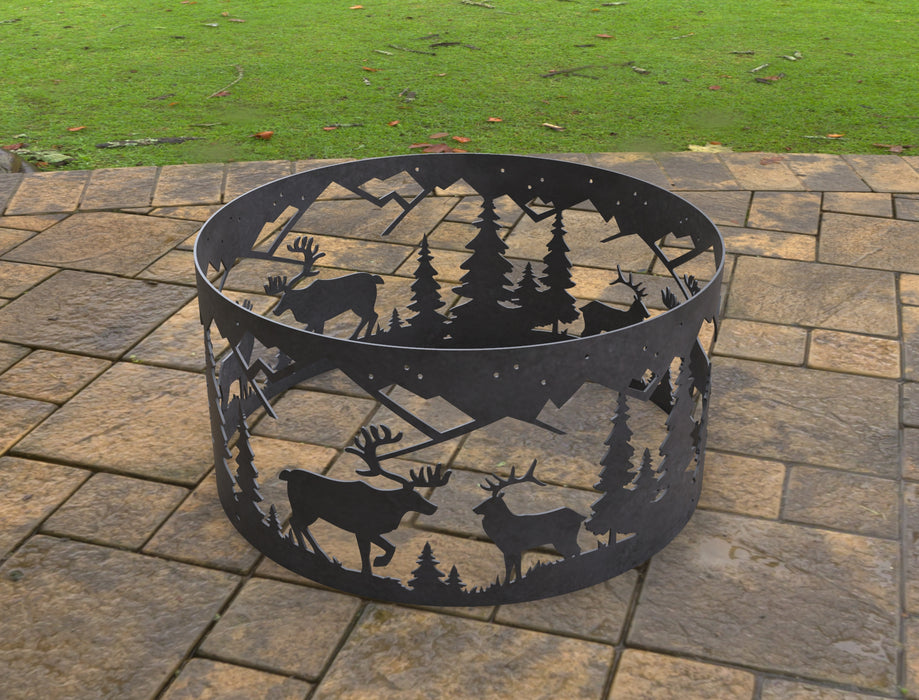 Picture - 1. Fire Pit Ring Deer. Files DXF, SVG for CNC, Plasma, Laser, Waterjet. Garden Fireplace. FirePit. Metal Art Decoration.
