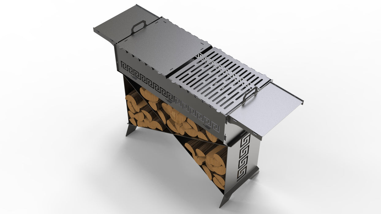 Picture - 9. Brazier X V1, Campfire pit for camping, mangal, fire pit, grill and bbq. DXF files for plasma, laser, CNC. Firepit.