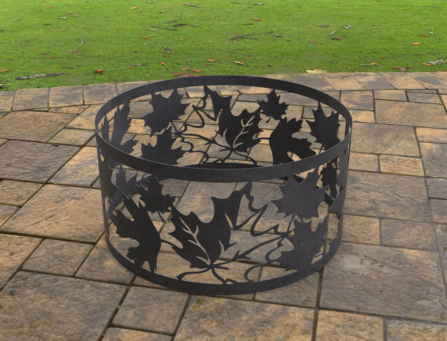 Picture - 1. Fire Pit Ring Maple Leaves. Files DXF, SVG for CNC, Plasma, Laser, Waterjet. Garden Fireplace. FirePit. Metal Art Decoration.