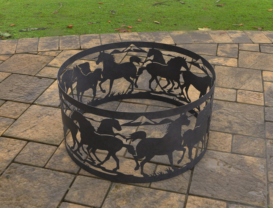 Picture - 2. Fire Pit Ring Horses II. Files DXF, SVG for CNC, Plasma, Laser, Waterjet. Garden Fireplace. FirePit. Metal Art Decoration.