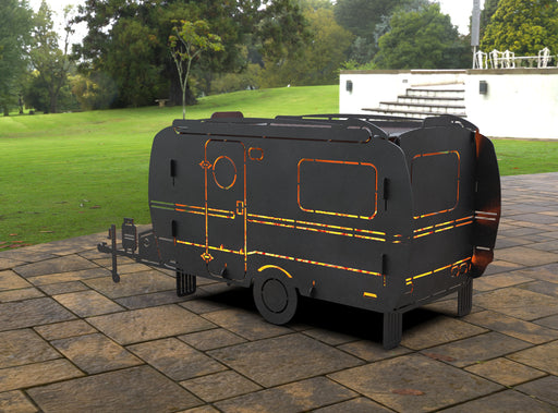 Picture - 2. Camper Trailer Fire Pit Grill. Files DXF, SVG for CNC, Plasma, Laser, Waterjet. Brazier. FirePit. Barbecue.