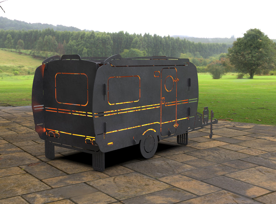 Picture - 4. Camper Trailer Fire Pit Grill. Files DXF, SVG for CNC, Plasma, Laser, Waterjet. Brazier. FirePit. Barbecue.