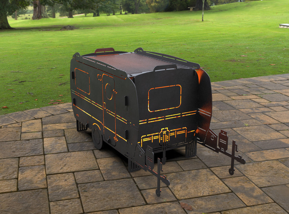 Picture - 6. Camper Trailer Fire Pit Grill. Files DXF, SVG for CNC, Plasma, Laser, Waterjet. Brazier. FirePit. Barbecue.