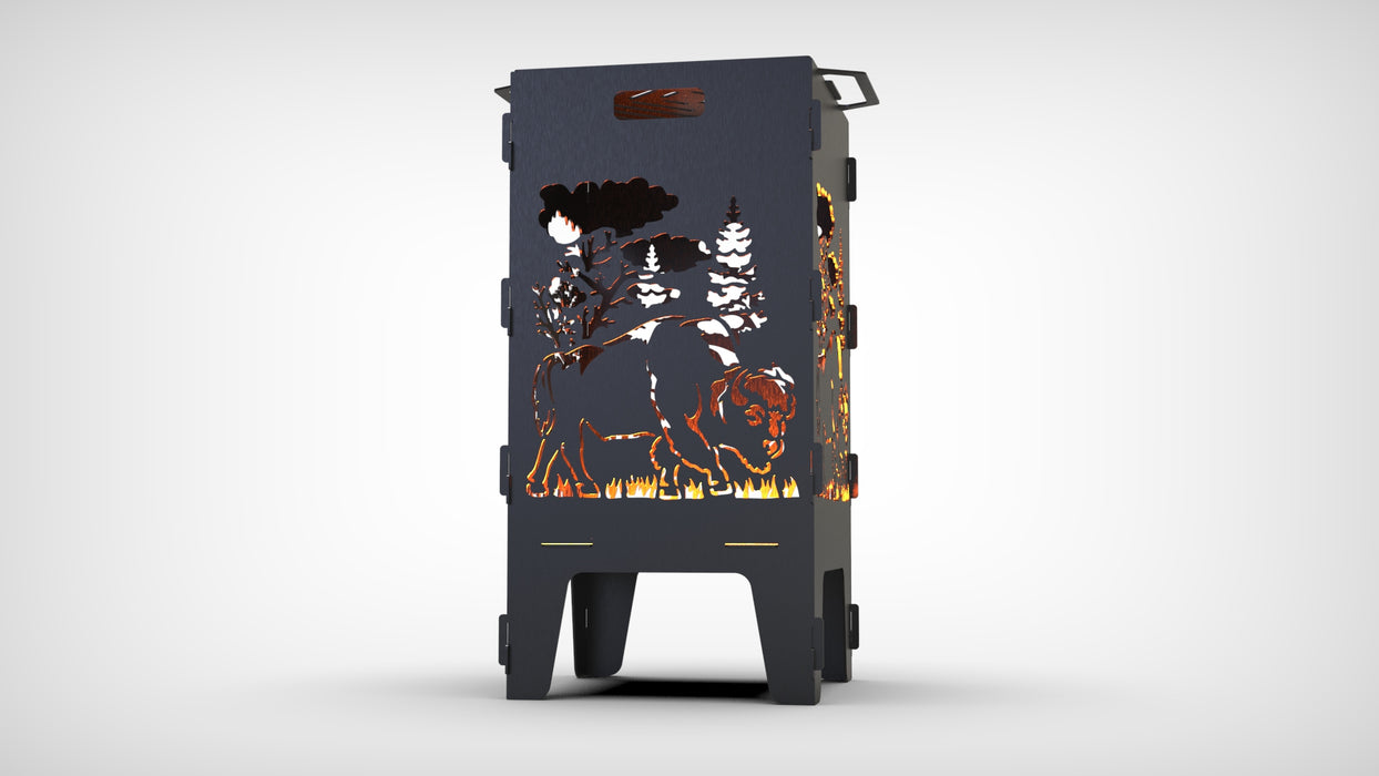 Picture - 7. Bison fire pit, grill and bbq. DXF files for plasma, laser, CNC. Firepit.
