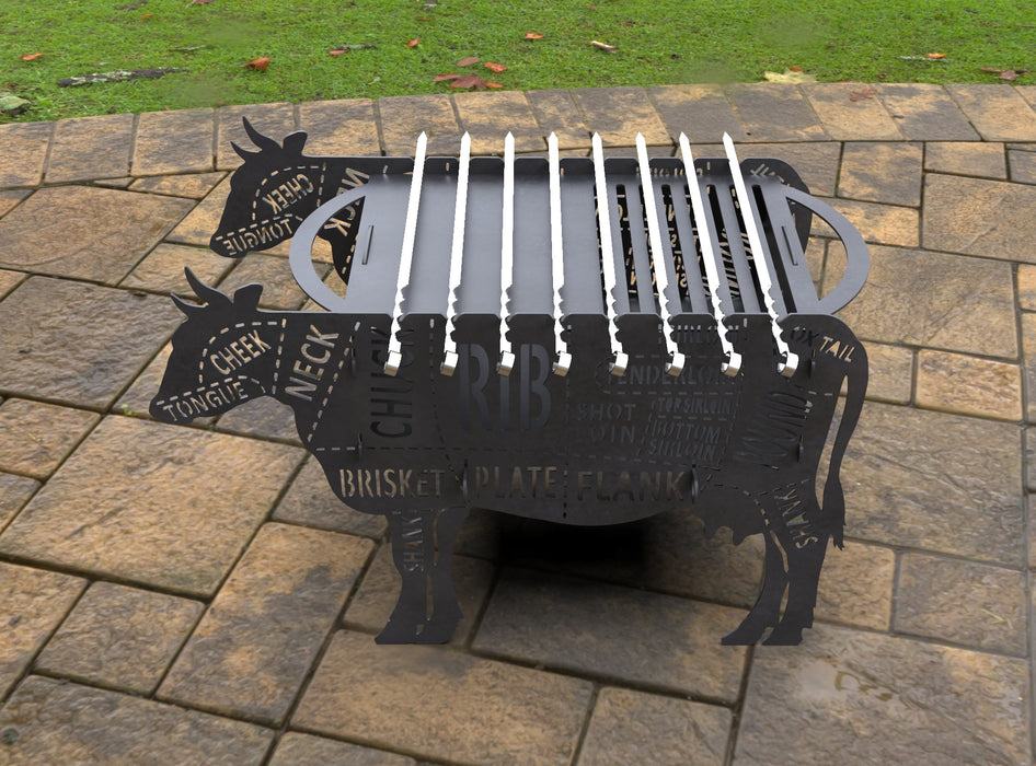Picture - 2. Cow Fire Pit Grill. Files DXF, SVG for CNC, Plasma, Laser, Waterjet. Brazier. FirePit. Barbecue.