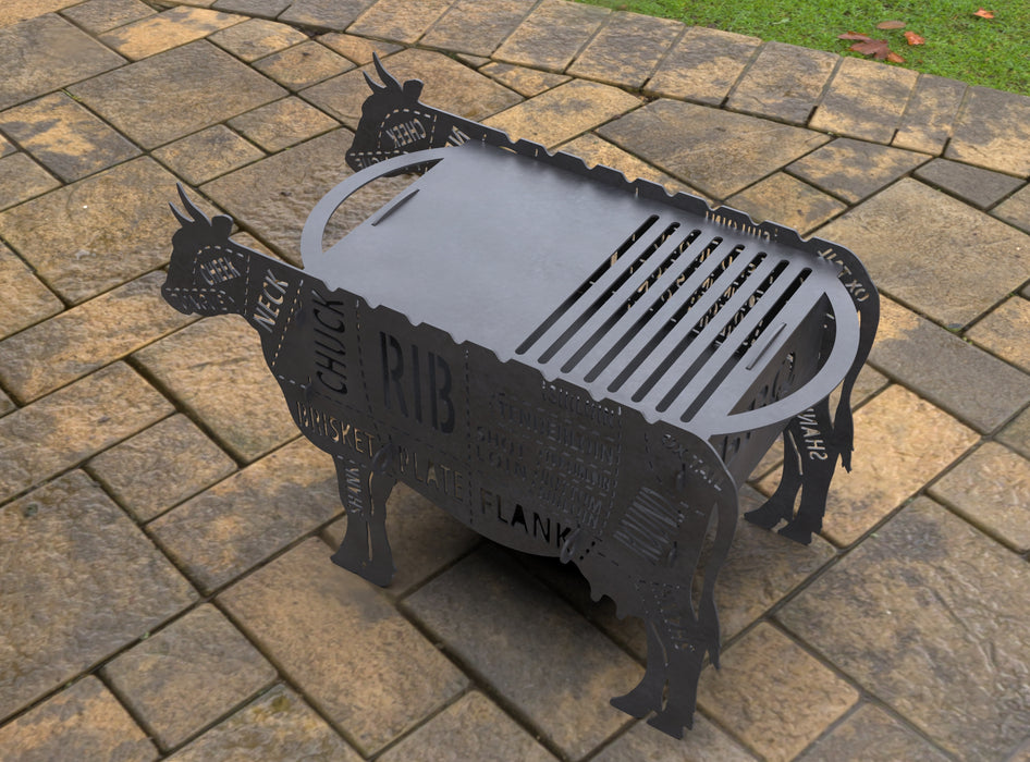 Picture - 3. Cow Fire Pit Grill. Files DXF, SVG for CNC, Plasma, Laser, Waterjet. Brazier. FirePit. Barbecue.