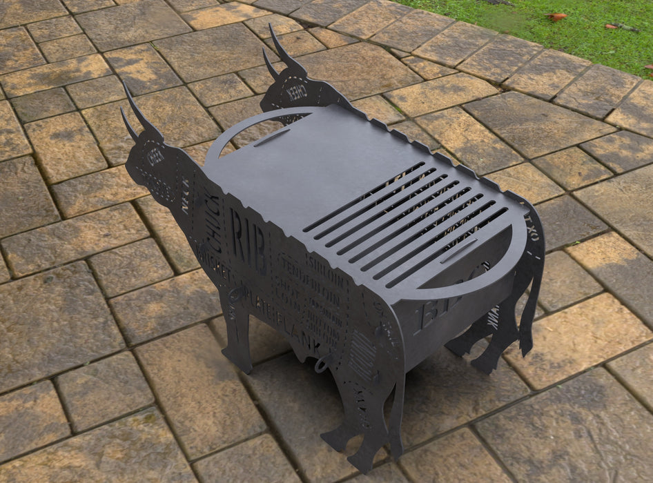 Picture - 4. Bull Fire Pit Grill. Files DXF, SVG for CNC, Plasma, Laser, Waterjet. Brazier. FirePit. Barbecue.