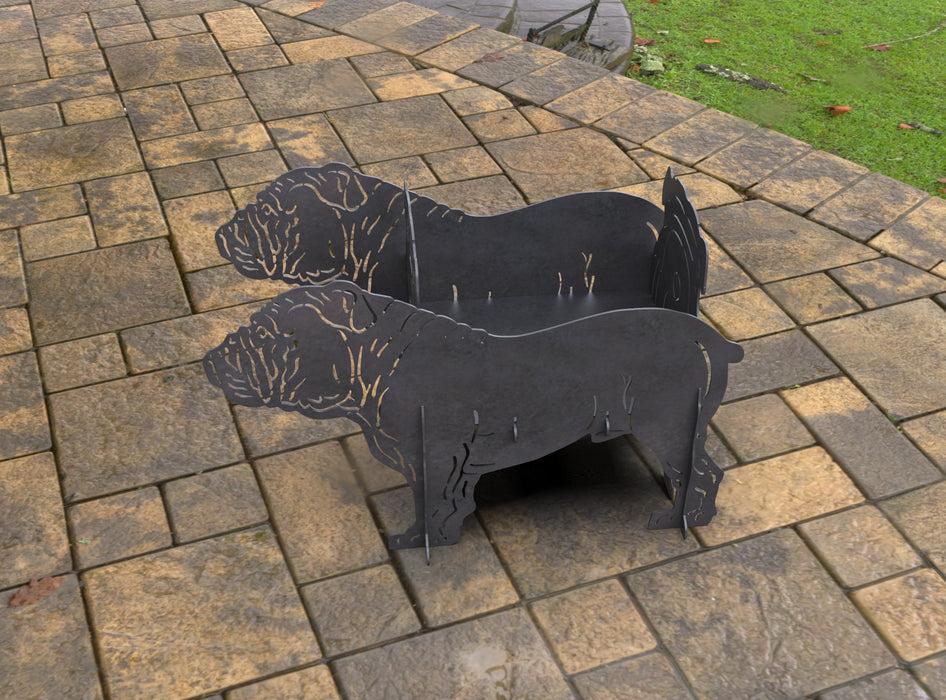 Picture - 10. English Bulldog Fire Pit Grill. Files DXF, SVG for CNC, Plasma, Laser, Waterjet. Brazier. FirePit. Barbecue.
