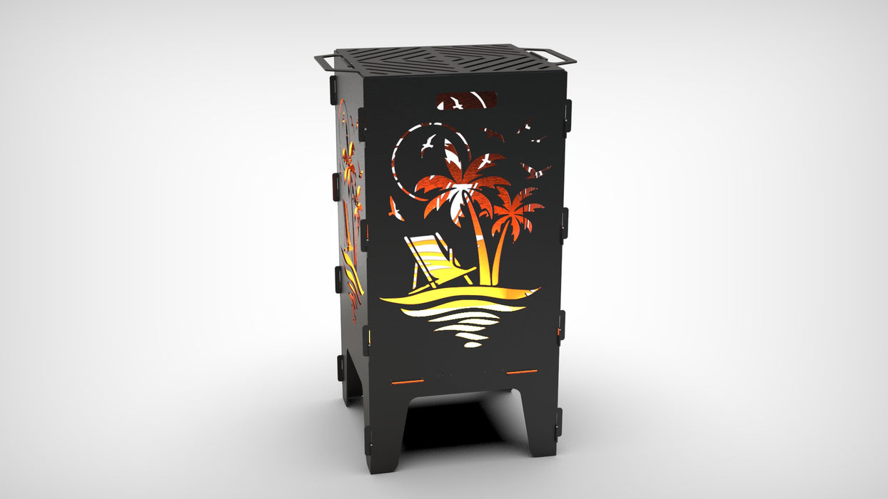 Picture - 7. Palm fire pit, grill and bbq. DXF files for plasma, laser, CNC. Firepit.