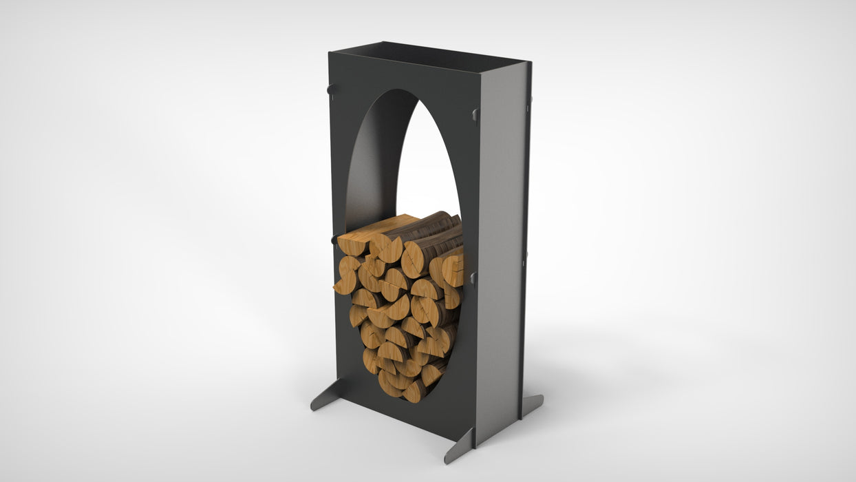 Picture - 3. Firewood Rack V6 Oval h-43in, Portable fire log rack. DXF files for plasma, laser, CNC. Firewood holder for indoors.