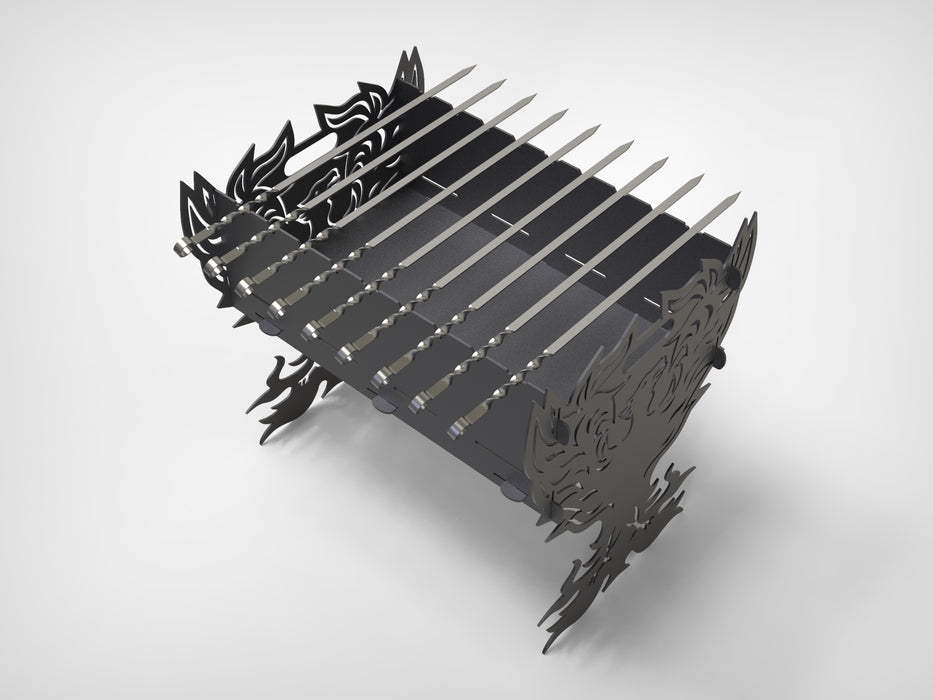 Picture - 6. Fenix fire pit, grill and bbq. DXF files for plasma, laser, CNC. Firepit.
