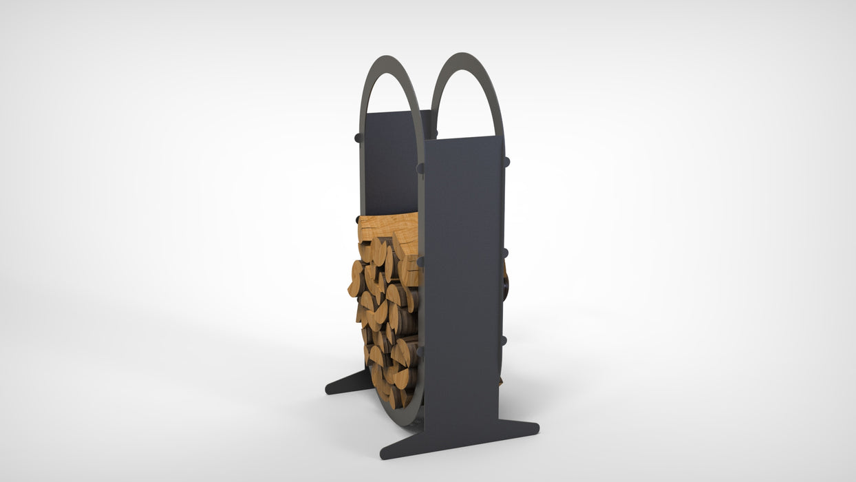 Picture - 5. Firewood Rack V6 Ellipse h-43in, Portable fire log rack. DXF files for plasma, laser, CNC. Firewood holder for indoors.
