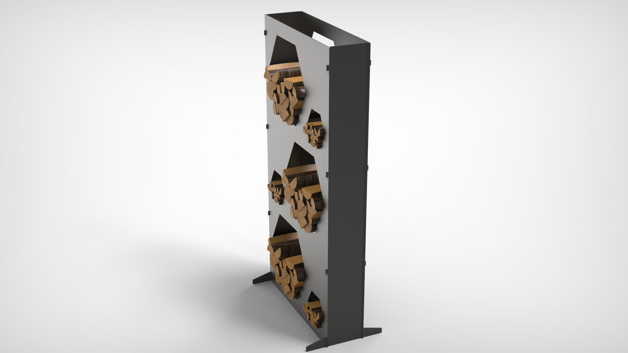 Picture - 4. Firewood Rack V6 Hex big 70in, Portable fire log rack. DXF files for plasma, laser, CNC. Firewood holder for indoors.