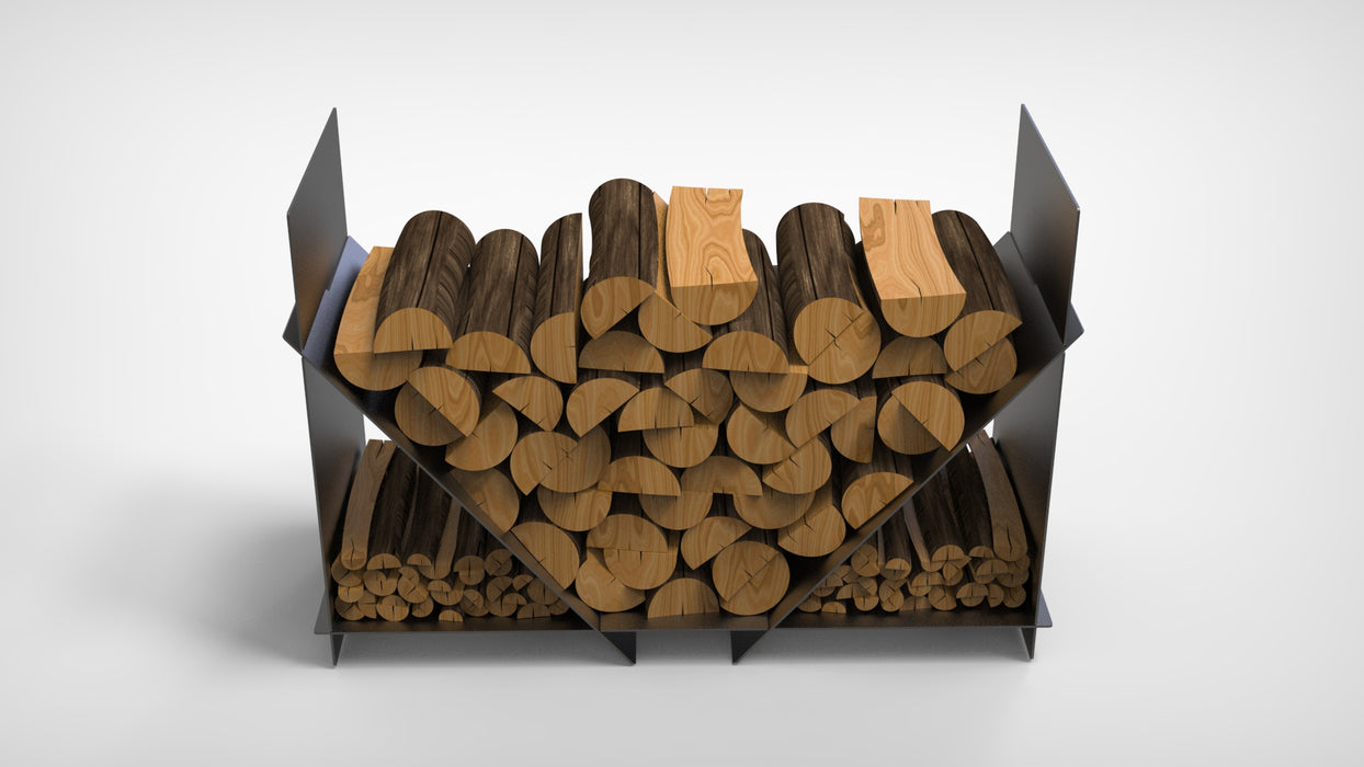 Picture - 2. Firewood Rack V7, Portable fire log rack. DXF files for plasma, laser, CNC. Firewood holder for indoors.