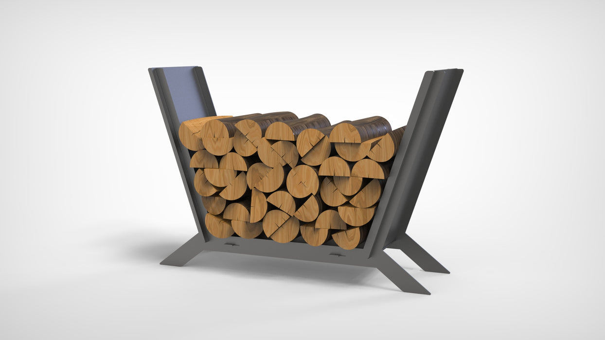Picture - 9. Firewood Rack V8 Triangle, Portable fire log rack. DXF files for plasma, laser, CNC. Firewood holder for indoors.