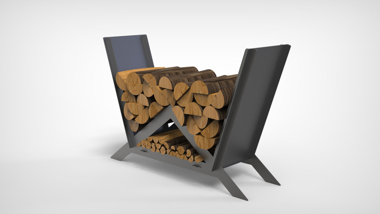 Picture - 4. Firewood Rack V8 Triangle II, Portable fire log rack. DXF files for plasma, laser, CNC. Firewood holder for indoors.