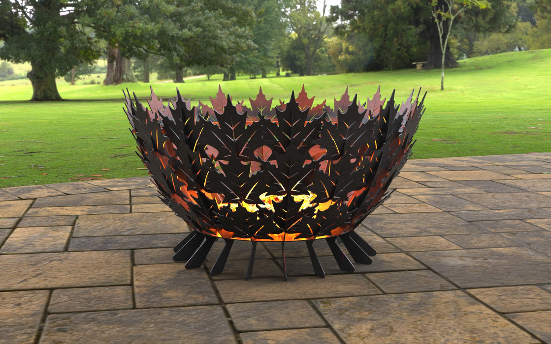 Picture - 3. Maple Leaves Scales Fire pit. Files DXF, SVG for CNC, Plasma, Laser, Waterjet. Garden Fireplace. FirePit. Metal Art Decoration.