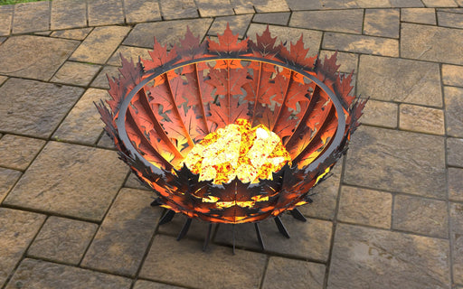 Picture - 2. Maple Leaves Scales d=27'' Fire pit. Files DXF, SVG for CNC, Plasma, Laser, Waterjet. Garden Fireplace. FirePit. Metal Art Decoration.