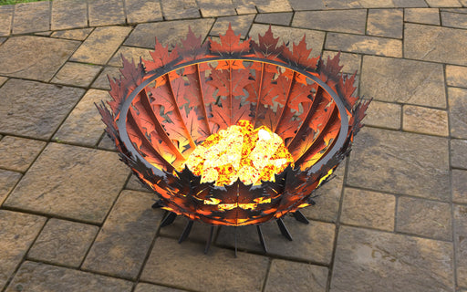 Picture - 2. Maple Leaves Scales Fire pit. Files DXF, SVG for CNC, Plasma, Laser, Waterjet. Garden Fireplace. FirePit. Metal Art Decoration.
