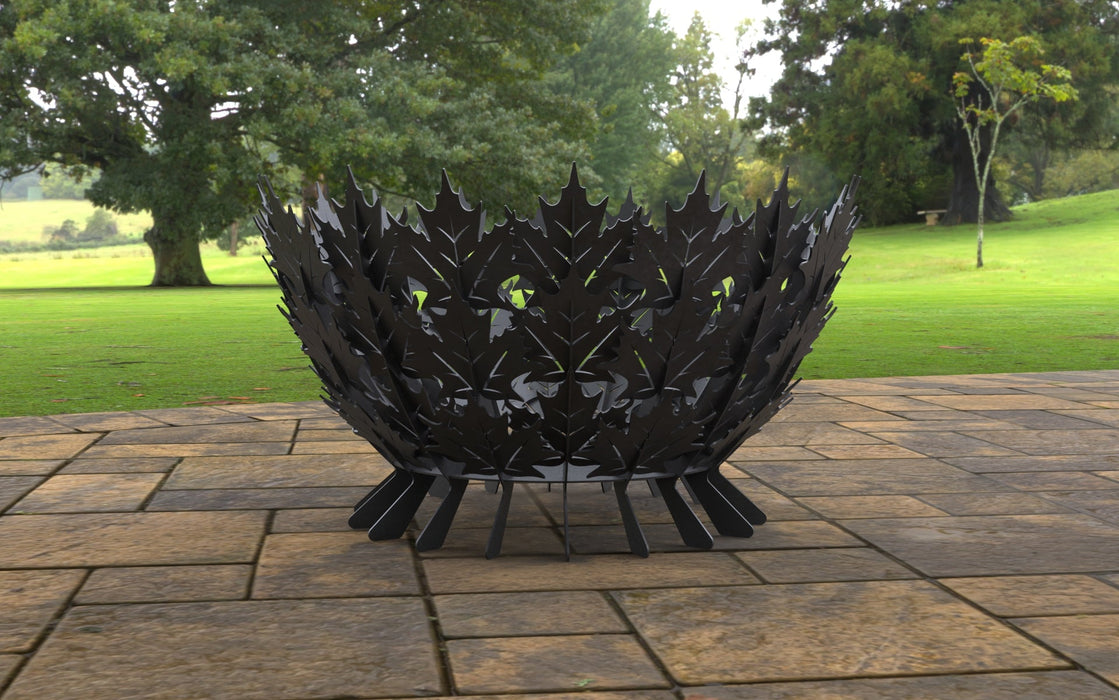 Picture - 4. Maple Leaves Scales d=27'' Fire pit. Files DXF, SVG for CNC, Plasma, Laser, Waterjet. Garden Fireplace. FirePit. Metal Art Decoration.