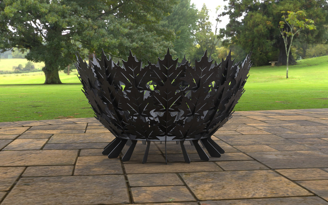 Picture - 4. Maple Leaves Scales Fire pit. Files DXF, SVG for CNC, Plasma, Laser, Waterjet. Garden Fireplace. FirePit. Metal Art Decoration.