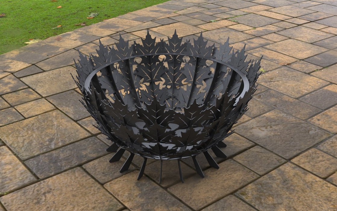 Picture - 5. Maple Leaves Scales d=27'' Fire pit. Files DXF, SVG for CNC, Plasma, Laser, Waterjet. Garden Fireplace. FirePit. Metal Art Decoration.