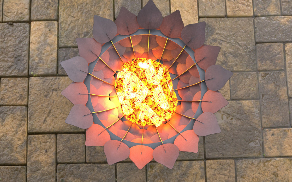 Picture - 3. Open Leaves Scales Fire pit. Files DXF, SVG for CNC, Plasma, Laser, Waterjet. Garden Fireplace. FirePit. Metal Art Decoration.