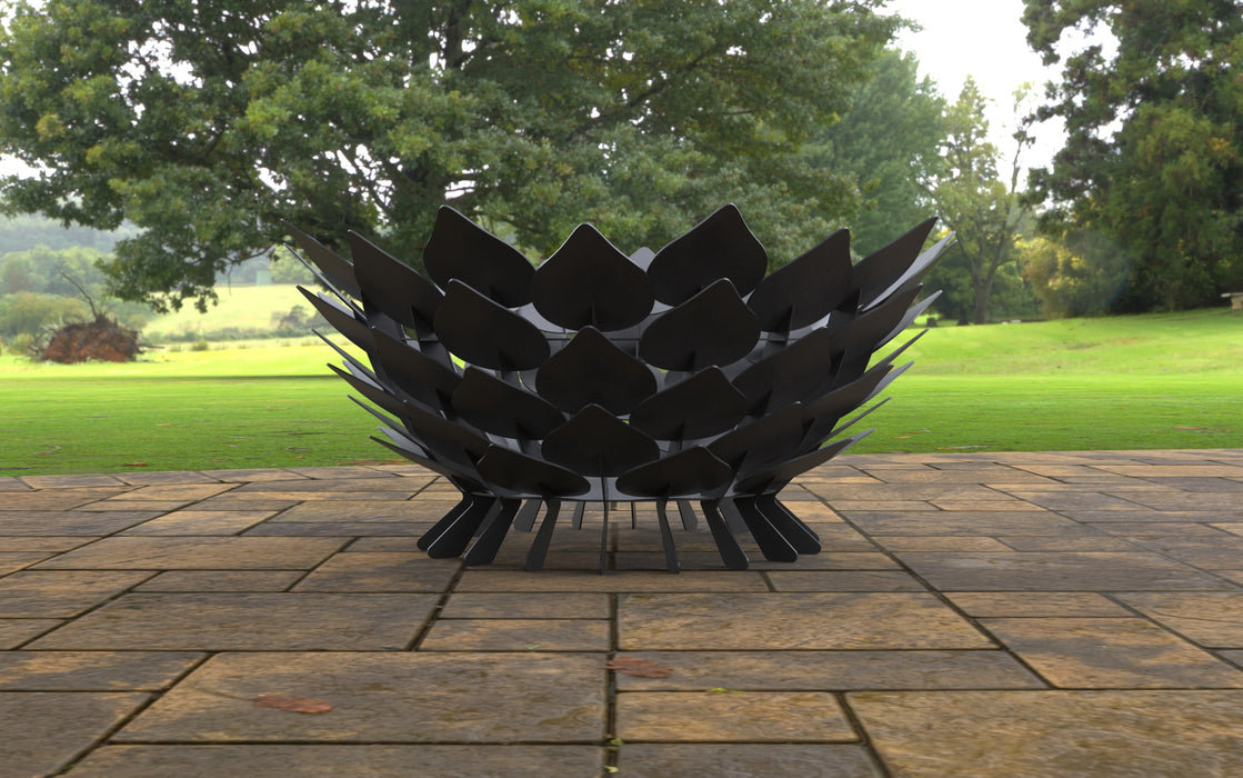 Picture - 7. Open Leaves Scales Fire pit. Files DXF, SVG for CNC, Plasma, Laser, Waterjet. Garden Fireplace. FirePit. Metal Art Decoration.