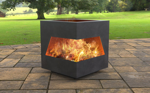 Picture - 1. Modern cube with cutout Fire Pit. Files DXF, SVG for CNC, Plasma, Laser, Waterjet. Garden Fireplace. FirePit. Metal Art Decoration.