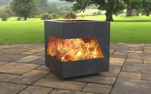 Picture - 2. Modern cube with cutout Fire Pit. Files DXF, SVG for CNC, Plasma, Laser, Waterjet. Garden Fireplace. FirePit. Metal Art Decoration.