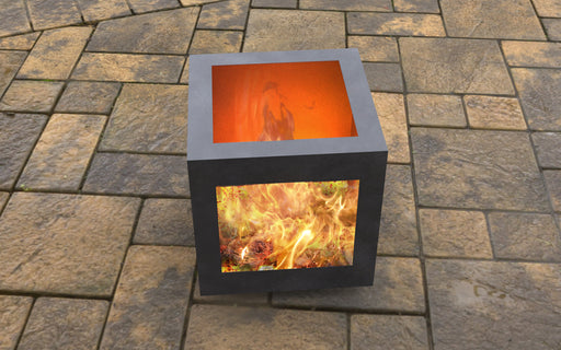 Picture - 2. Modern cube with square cutout Fire Pit. Files DXF, SVG for CNC, Plasma, Laser, Waterjet. Garden Fireplace. FirePit. Metal Art Decoration.