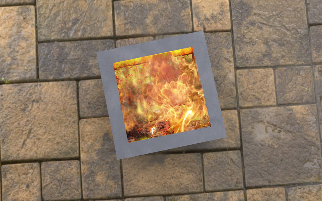 Picture - 3. Modern cube with square cutout Fire Pit. Files DXF, SVG for CNC, Plasma, Laser, Waterjet. Garden Fireplace. FirePit. Metal Art Decoration.