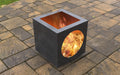 Picture - 6. Modern cube with circle cutout Fire Pit. Files DXF, SVG for CNC, Plasma, Laser, Waterjet. Garden Fireplace. FirePit. Metal Art Decoration.