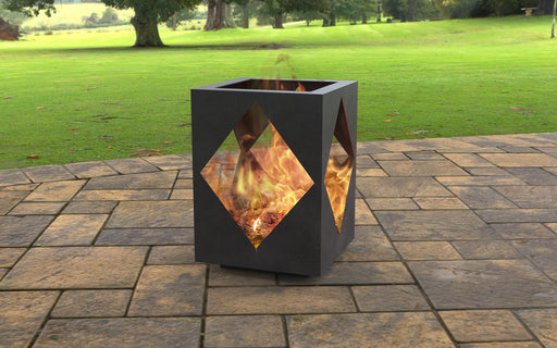 Picture - 1. Modern Fire pit with rhombus cutout. Files DXF, SVG for CNC, Plasma, Laser, Waterjet. Garden Fireplace. FirePit. Metal Art Decoration.
