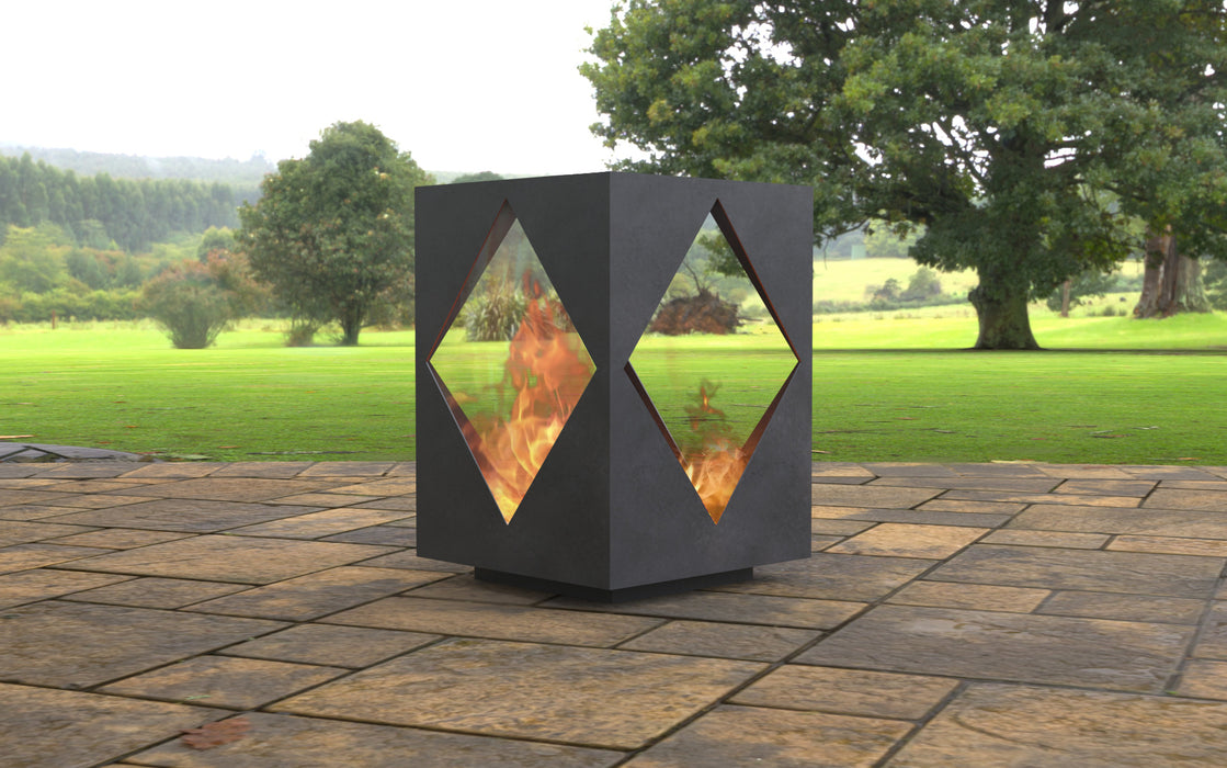 Picture - 3. Modern Fire pit with rhombus cutout. Files DXF, SVG for CNC, Plasma, Laser, Waterjet. Garden Fireplace. FirePit. Metal Art Decoration.