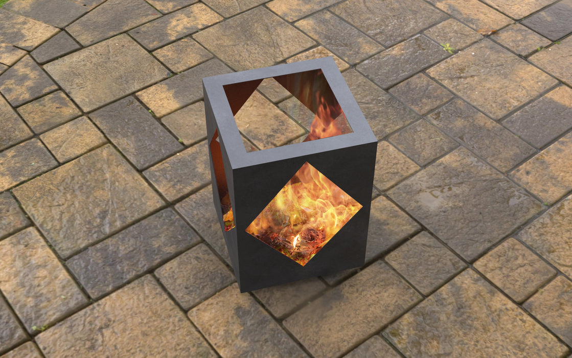 Picture - 4. Modern Fire pit with rhombus cutout. Files DXF, SVG for CNC, Plasma, Laser, Waterjet. Garden Fireplace. FirePit. Metal Art Decoration.