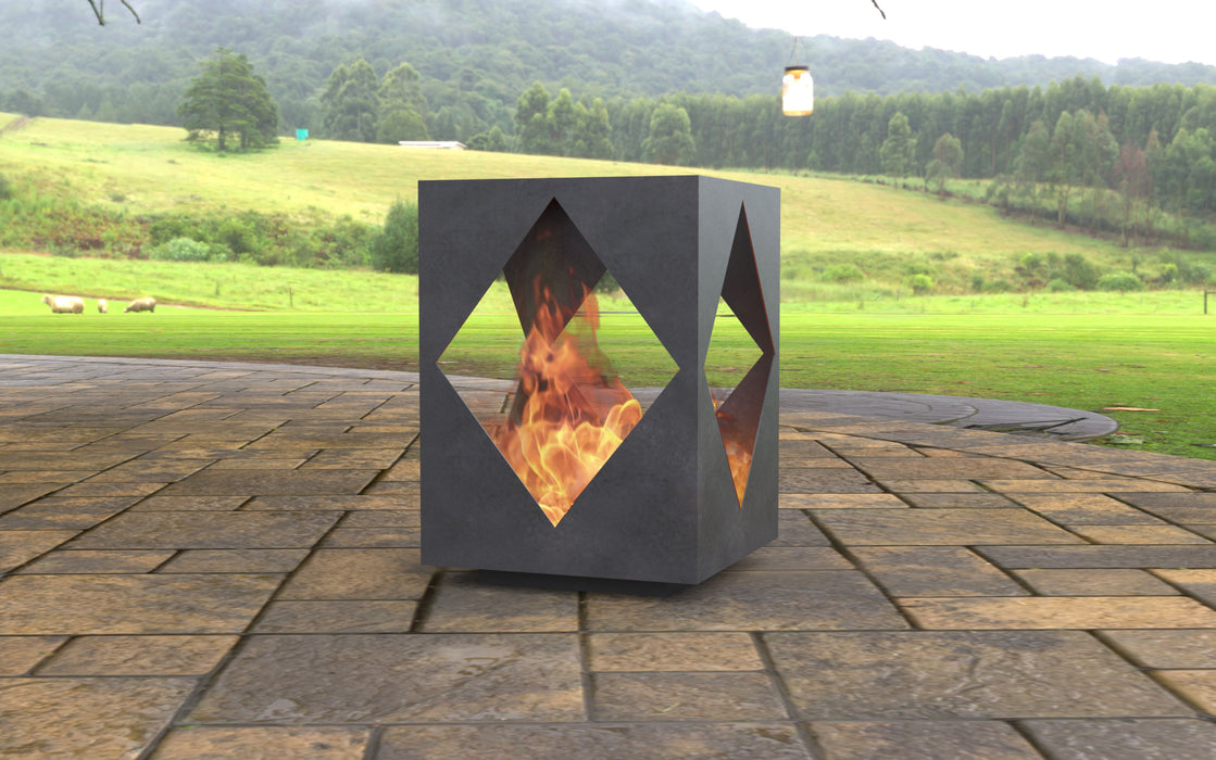 Picture - 5. Modern Fire pit with rhombus cutout. Files DXF, SVG for CNC, Plasma, Laser, Waterjet. Garden Fireplace. FirePit. Metal Art Decoration.