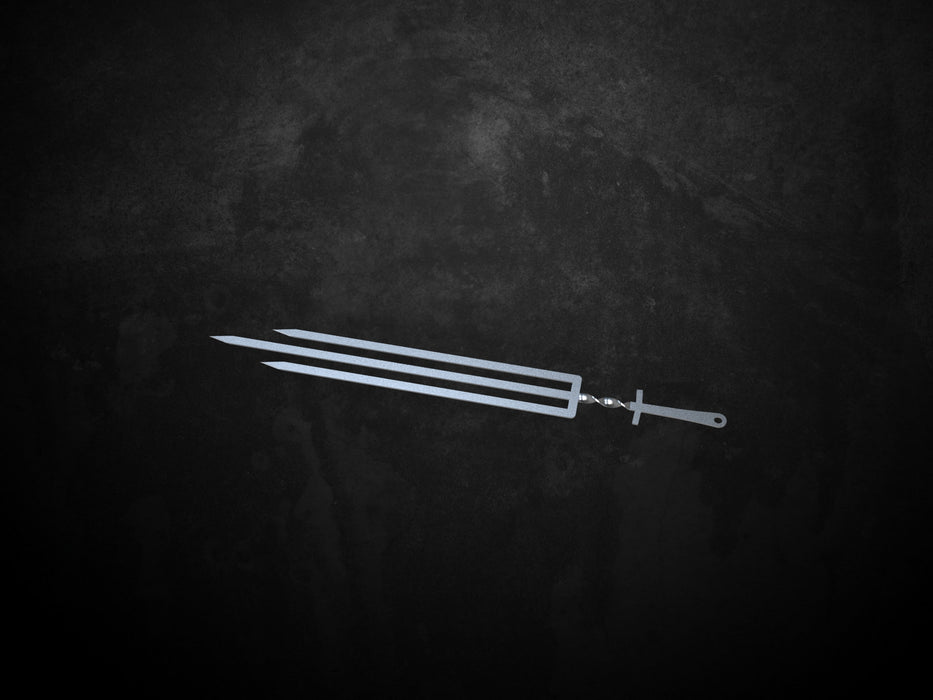 Picture - 1. Skewers trident Sword V1. DXF files for plasma, laser, CNC. Shish kebab skewer.