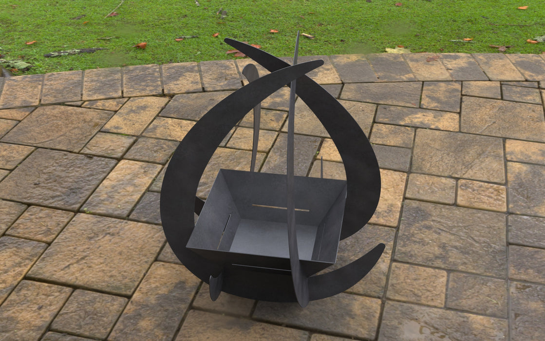 Picture - 3. Drop with Square Fire pit. Files DXF, SVG for CNC, Plasma, Laser, Waterjet. Garden Fireplace. FirePit. Metal Art Decoration.