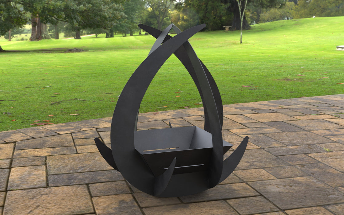 Picture - 7. Drop with Square Fire pit. Files DXF, SVG for CNC, Plasma, Laser, Waterjet. Garden Fireplace. FirePit. Metal Art Decoration.