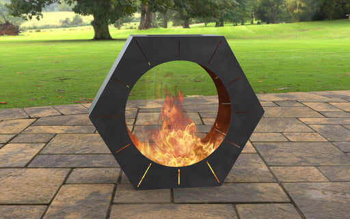 Picture - 1. Chimnea Hexagon Fire Pit. Files DXF, SVG for CNC, Plasma, Laser, Waterjet. Garden Fireplace. FirePit. Metal Art Decoration.
