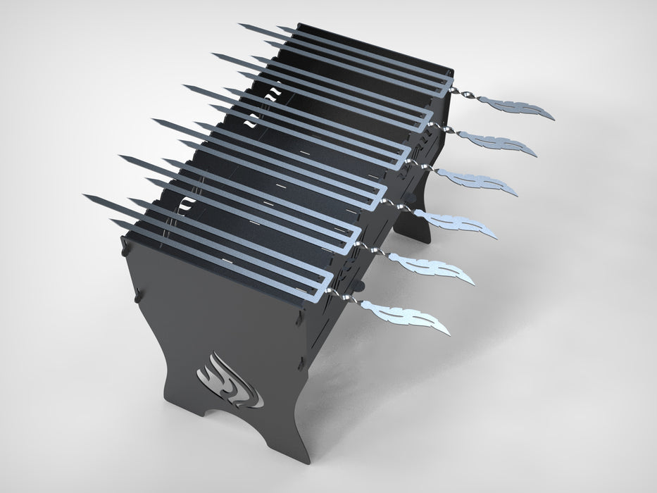 Picture - 3. Skewers trident Feather. DXF files for plasma, laser, CNC. Shish kebab skewer.