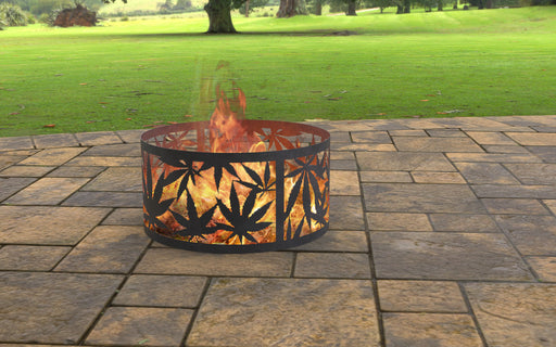 Picture - 8. Fire Pit Ring Cannabis Leaves. Files DXF, SVG for CNC, Plasma, Laser, Waterjet. Garden Fireplace. FirePit. Metal Art Decoration.