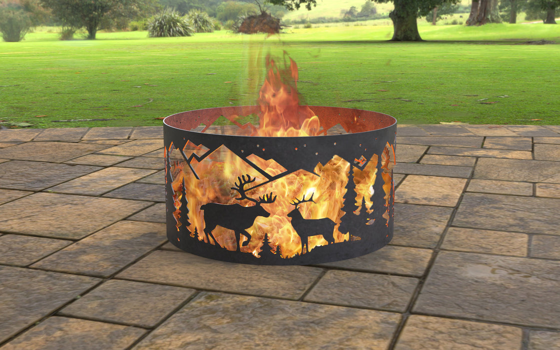 Picture - 5. Fire Pit Ring Nature Scene. Files DXF, SVG for CNC, Plasma, Laser, Waterjet. Garden Fireplace. FirePit. Metal Art Decoration.
