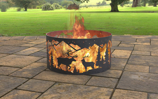 Picture - 5. Fire Pit Ring Nature Scene. Files DXF, SVG for CNC, Plasma, Laser, Waterjet. Garden Fireplace. FirePit. Metal Art Decoration.
