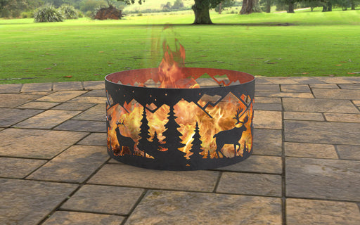 Picture - 6. Fire Pit Ring Nature Scene. Files DXF, SVG for CNC, Plasma, Laser, Waterjet. Garden Fireplace. FirePit. Metal Art Decoration.