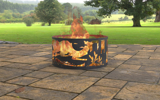 Picture - 8. Fire Pit Ring Desert Nature Scene. Files DXF, SVG for CNC, Plasma, Laser, Waterjet. Garden Fireplace. FirePit. Metal Art Decoration.