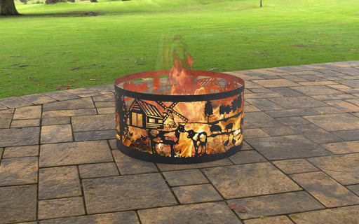 Picture - 6. Fire Pit Ring Farm. Files DXF, SVG for CNC, Plasma, Laser, Waterjet. Garden Fireplace. FirePit. Metal Art Decoration.